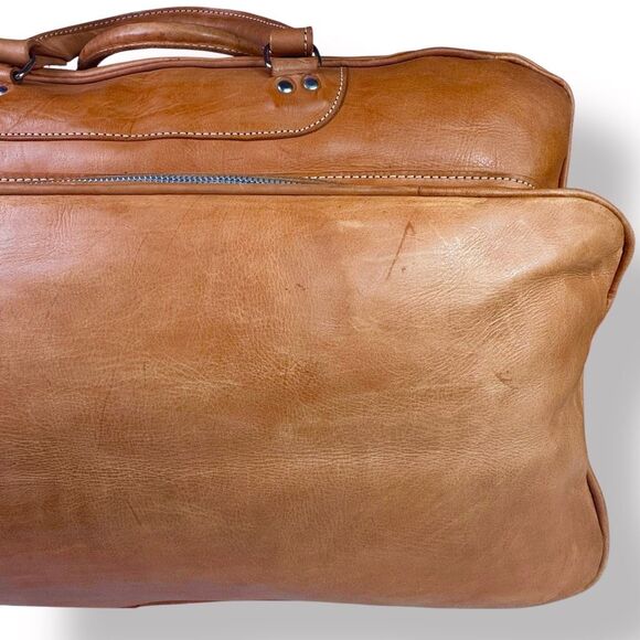 MR Canoa Vintage 80s 90s Leather Duffel Travel Overnight Bag Weekender Rugged - Picture 16 of 16